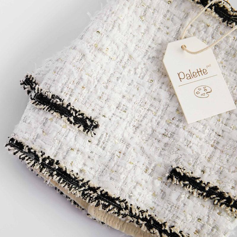 PalettePet® White Fluffy Fringe Pet Tweed Coat - KIKOPALS
