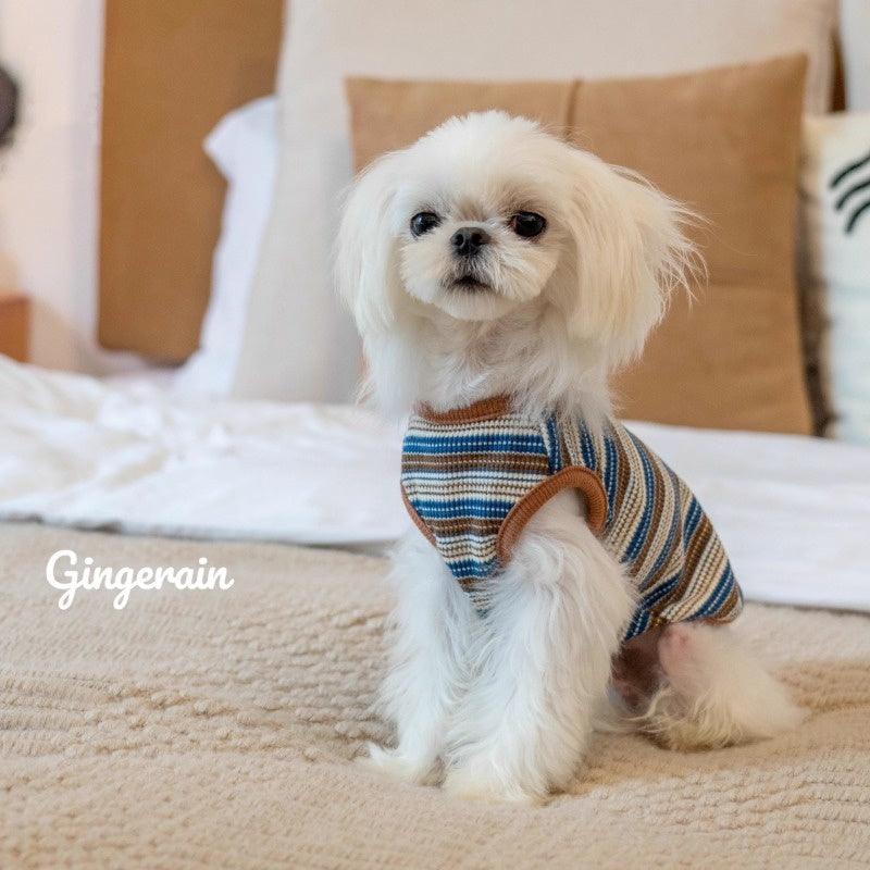 GINGERAIN® Cotton Waffle Knit Striped Dog Vest - KIKOPALS
