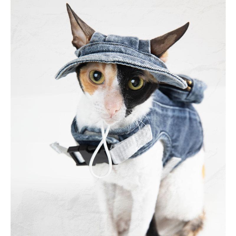 MQPET® Denim Adjustable Pet Vest & Fisherman Hat Set - KIKOPALS