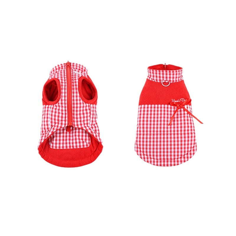 MookiPet® Reversible Corduroy Red Check Vest for Dogs