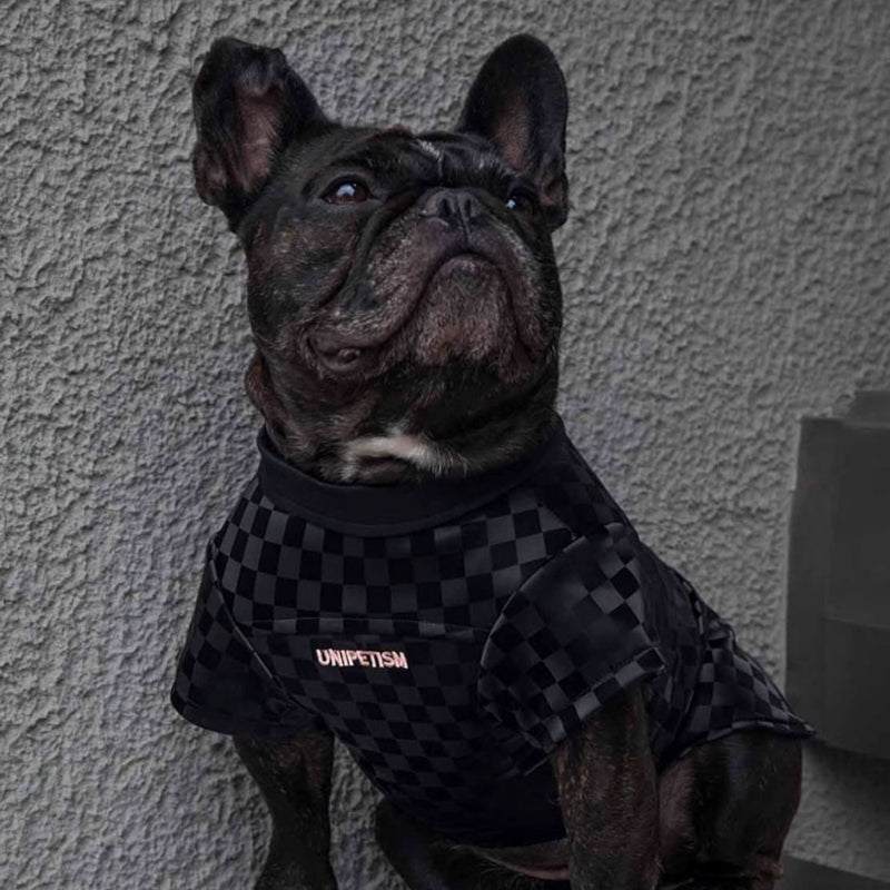UNIPETISM® Black PU Check Shirt for Cats & Dogs