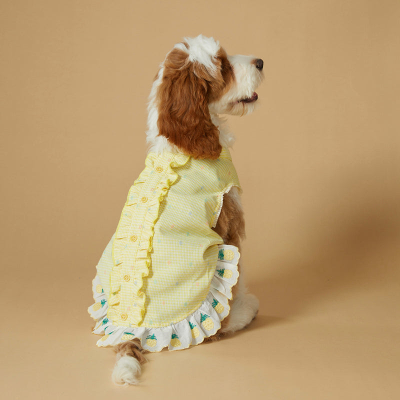 KIYOTT® Cute Summer Yellow Pineapple Embroidered Shirt for Dogs