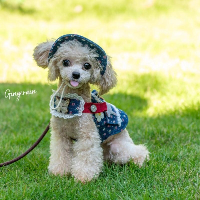 GINGERAIN® Outdoor Denim Dog Harness Leash & Hat Kit - KIKOPALS