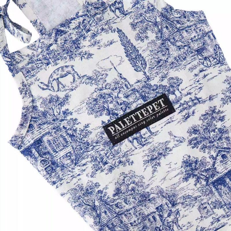 PalettePet® Blue & White Toile Dog Strap Dress - KIKOPALS