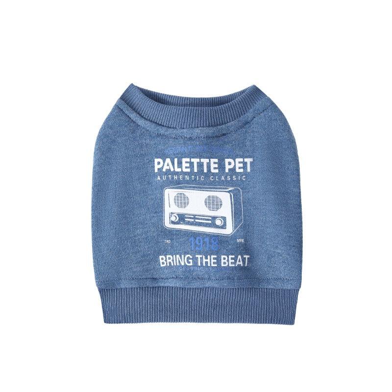 PalettePet® Denim Blue Radio Print Pet Sweatshirt - KIKOPALS