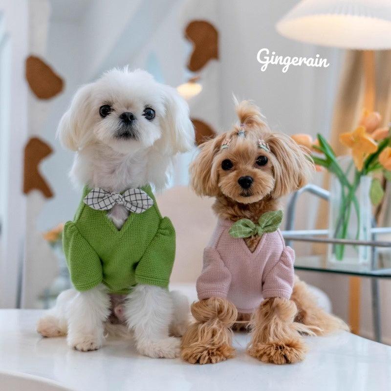 GINGERAIN® Sweet V-Neck Bow Pet Sweatshirt - KIKOPALS