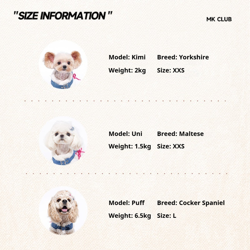 MookiPet® Blue Denim Lamb Wool Vest for Dogs