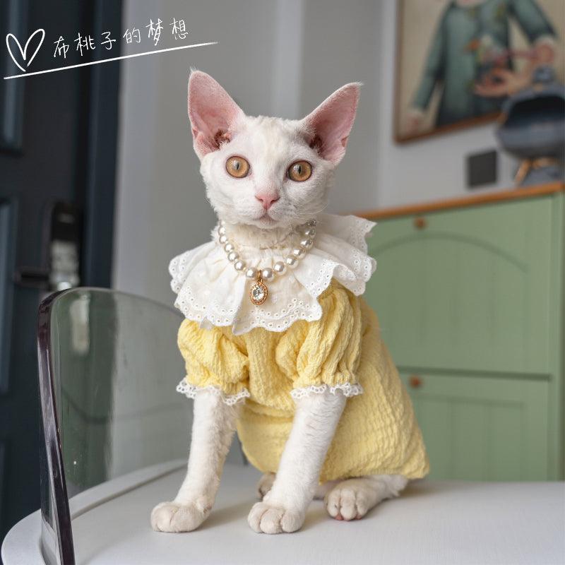 GINGERAIN®Yellow Doll Collar Cat Dress - KIKOPALS