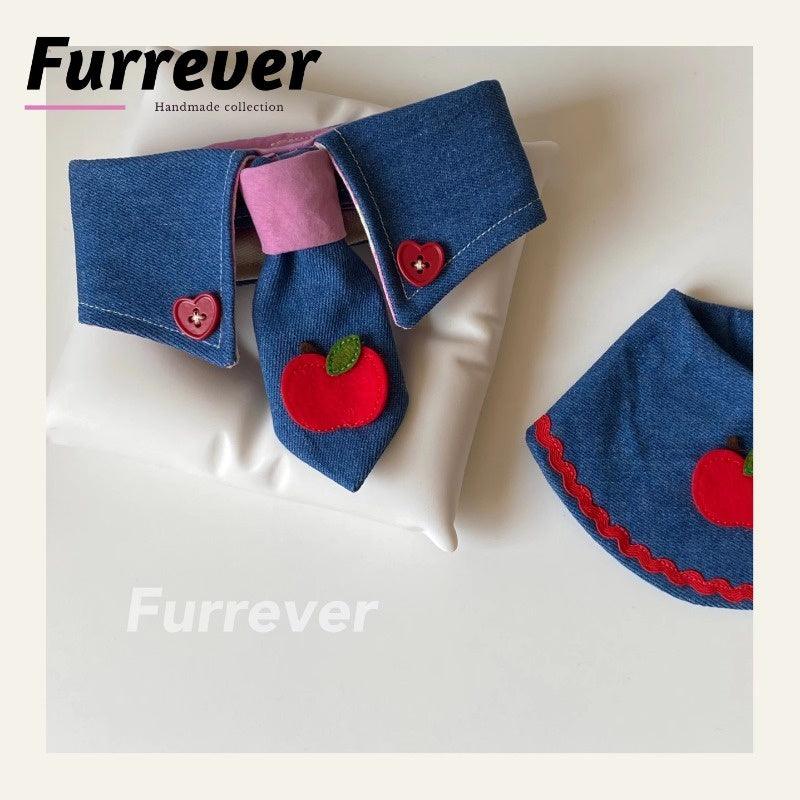 Furrever® Apple Denim Tie Pet Bib - KIKOPALS