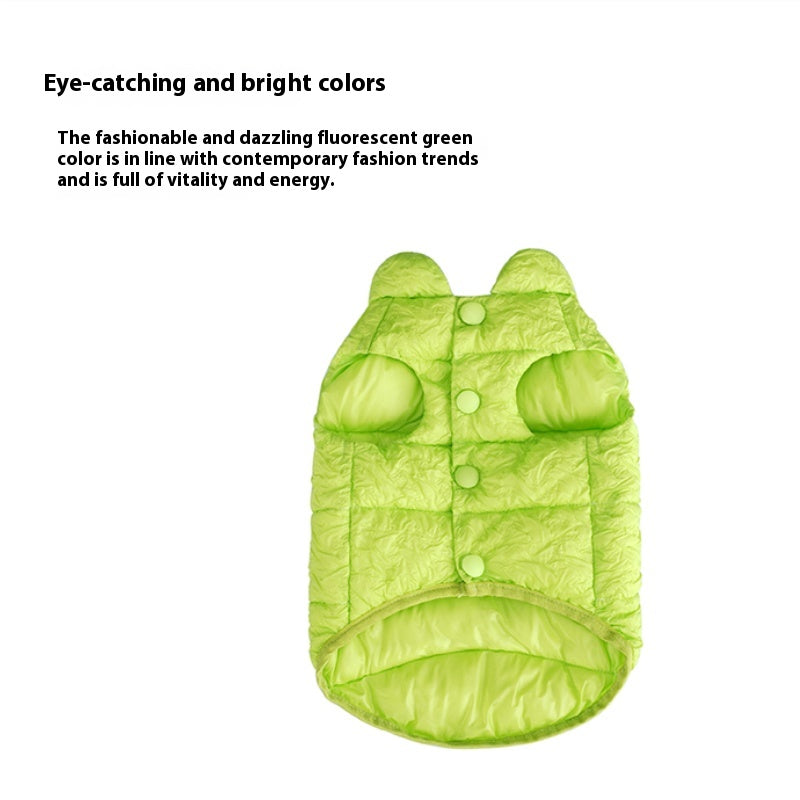 ZEZE® Textured Down Jacket in Neon Green for Cats & Small Dogs