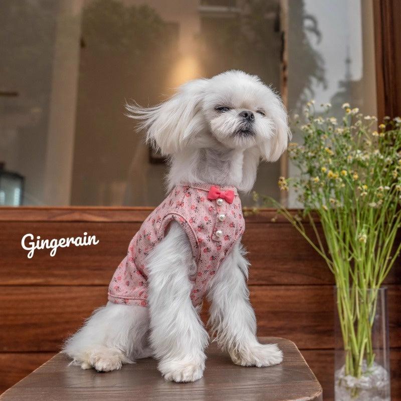 GINGERAIN® Breathable Cotton Pet Vest with Pearls - KIKOPALS