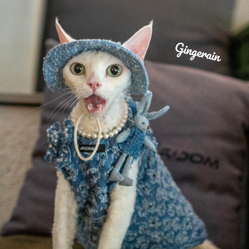 GINGERAIN® Soft Denim Cat Vest Outfit - KIKOPALS