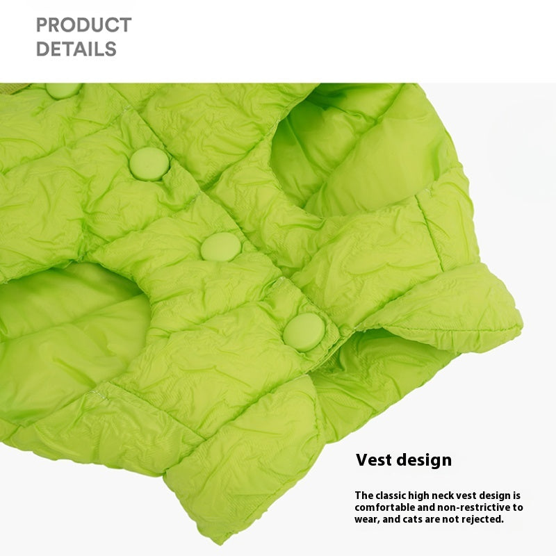 ZEZE® Textured Down Jacket in Neon Green for Cats & Small Dogs