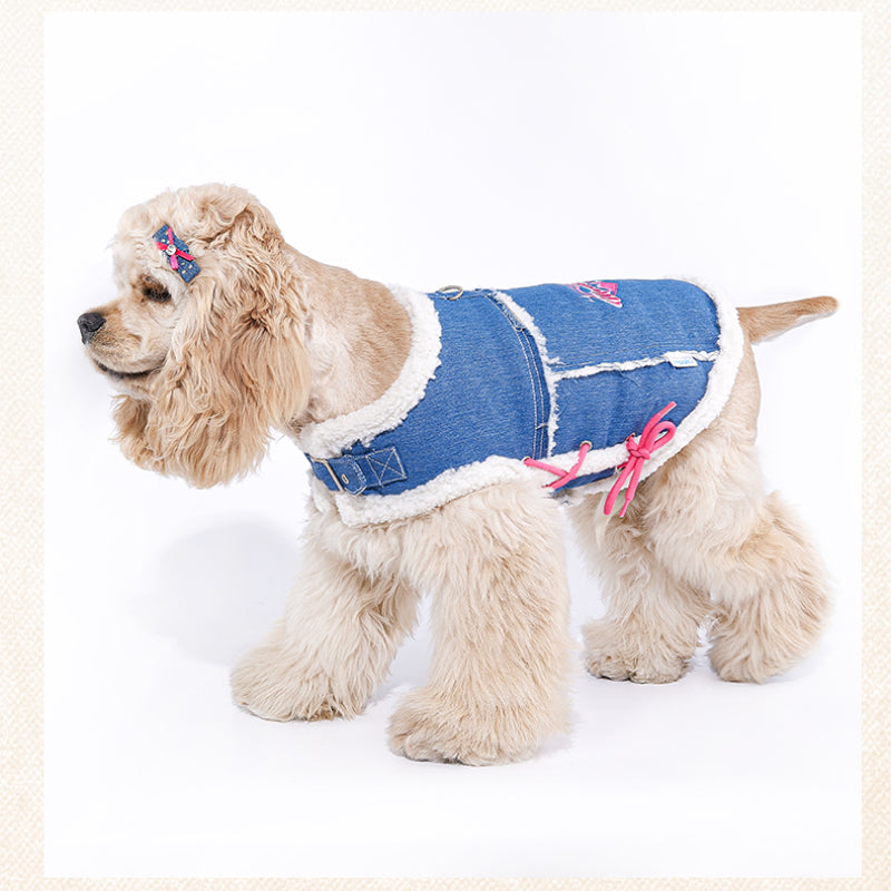 MookiPet® Blue Denim Lamb Wool Vest for Dogs