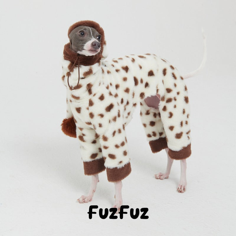 FuzFuz® Plush Pink Dotted Four-Legged Dog Sweater - for Italian Greyhounds & Whippets