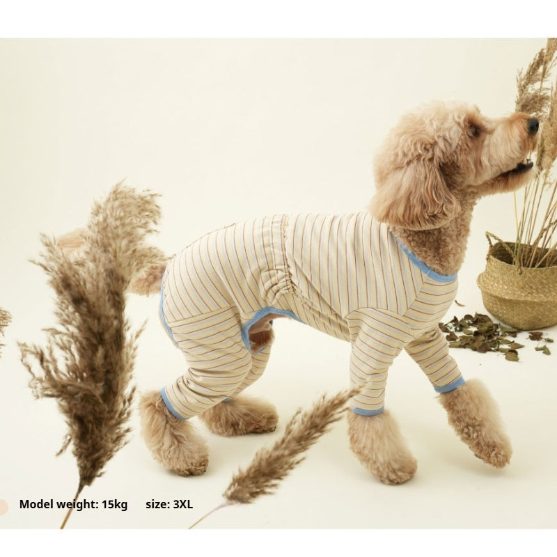 PuppyGallery® Cream Striped Four-Legged Suit for Small Breeds