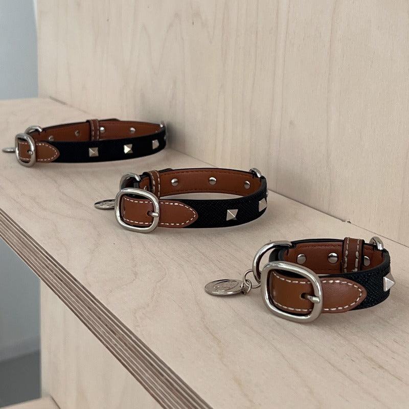 PalettePet® Color-Blocked Stud Leather Dog Collar & Leash Set - KIKOPALS