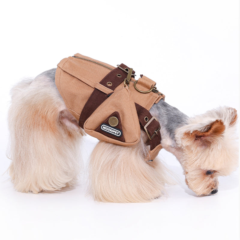 MookiPet® Khaki Functional Harness Vest & Hat Set for Dogs