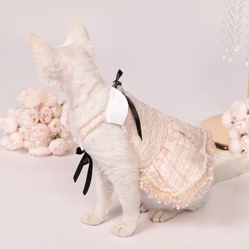 UNIPETISM® Pink Tweed Wool Blend Dress for Dogs & Cats