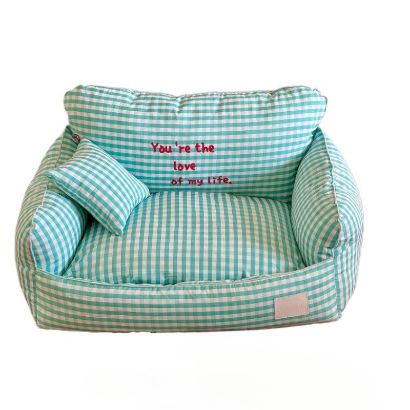 OUpetHome® Gingham Pet Sofa Bed - KIKOPALS