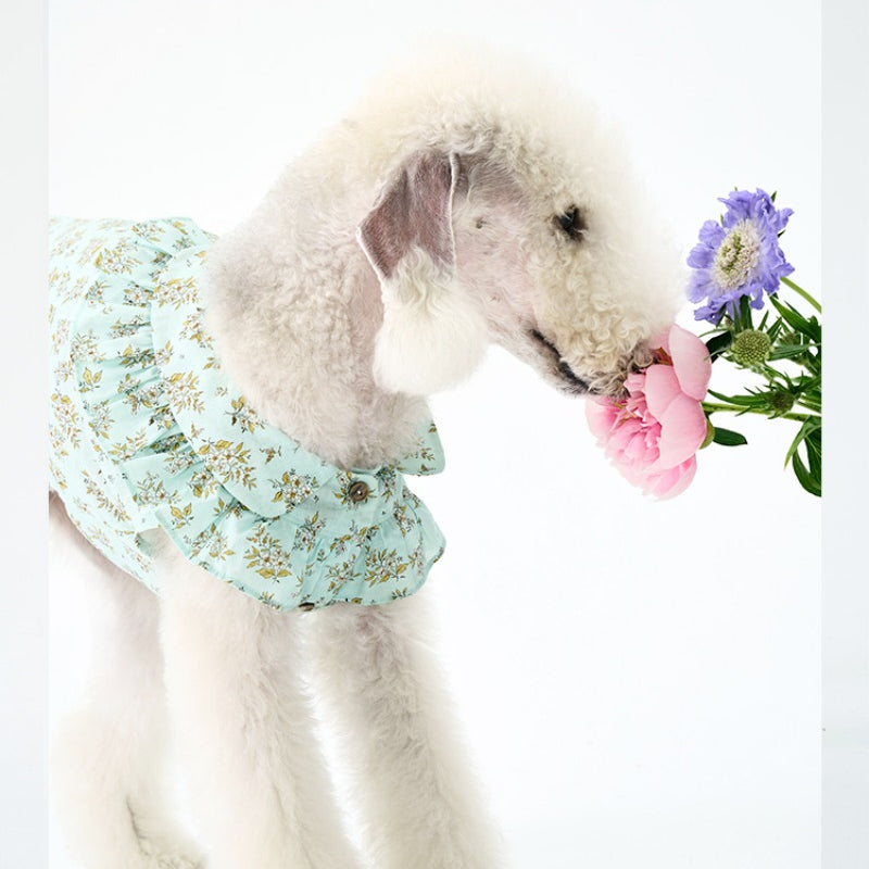 egge® Sleeveless Floral Ruffled Shirt for Dogs