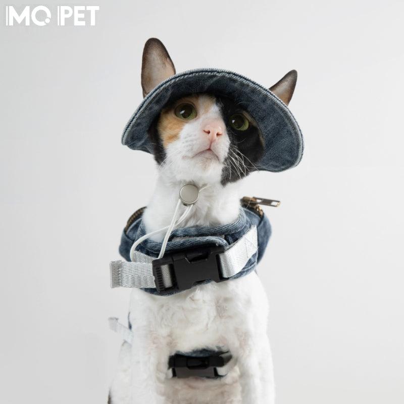 MQPET® Denim Adjustable Pet Vest & Fisherman Hat Set - KIKOPALS