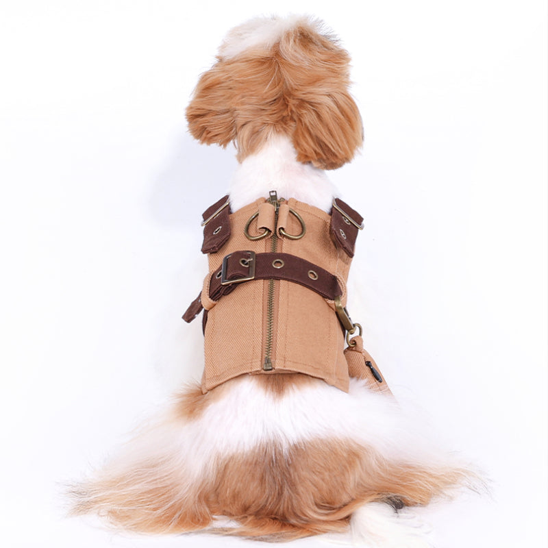 MookiPet® Khaki Functional Harness Vest & Hat Set for Dogs
