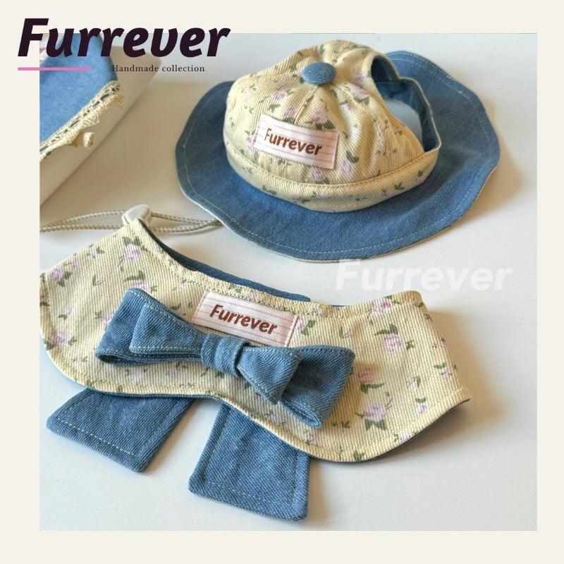 Furrever® Rose Denim Pet Bib/Hat - KIKOPALS