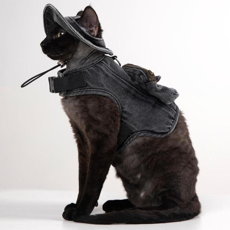 MQPET® Washed Black Denim Pet Vest Set - KIKOPALS