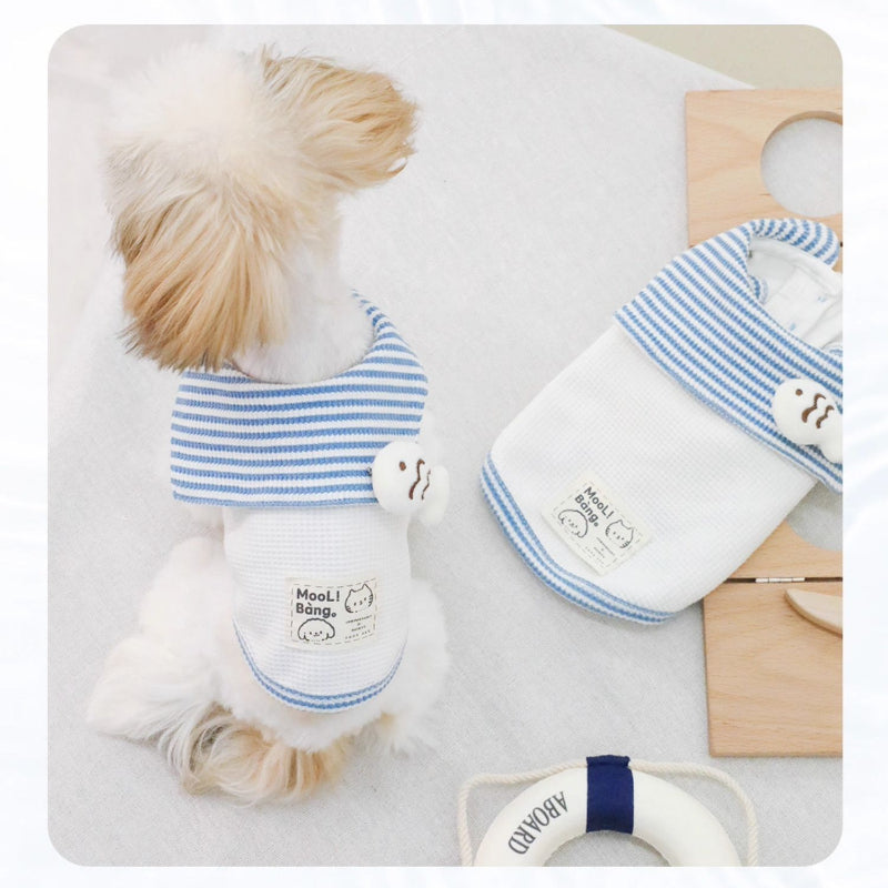 MooliBang® Nautical Collar Vest for Small Dogs – Blue/White
