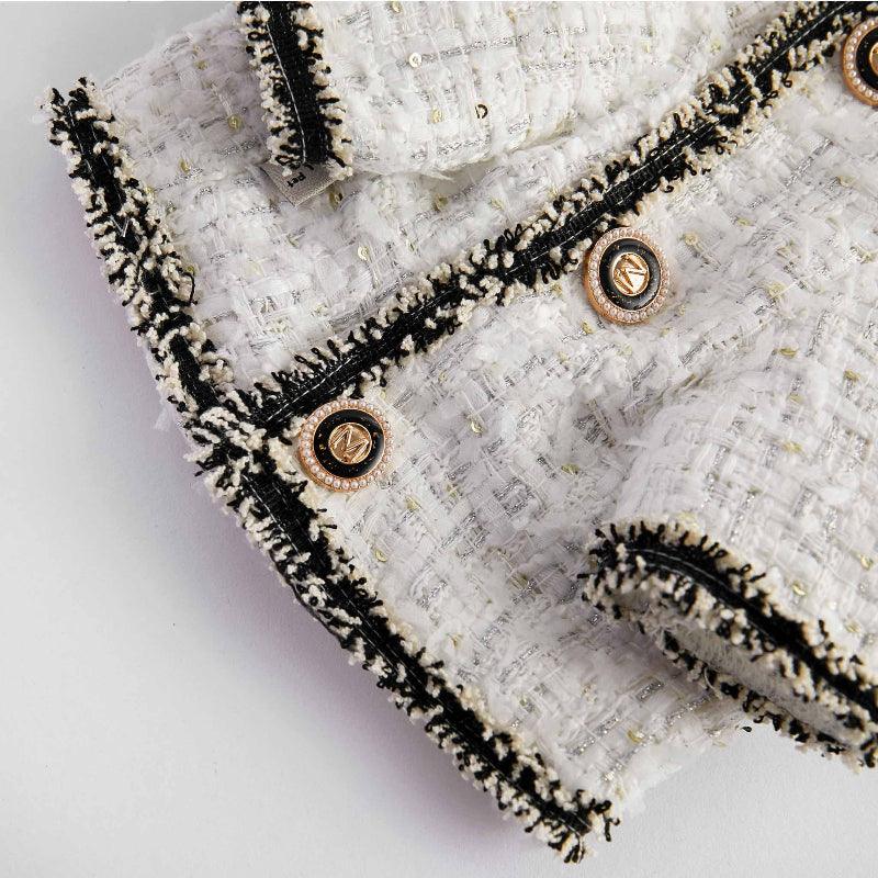 PalettePet® White Fluffy Fringe Pet Tweed Coat - KIKOPALS