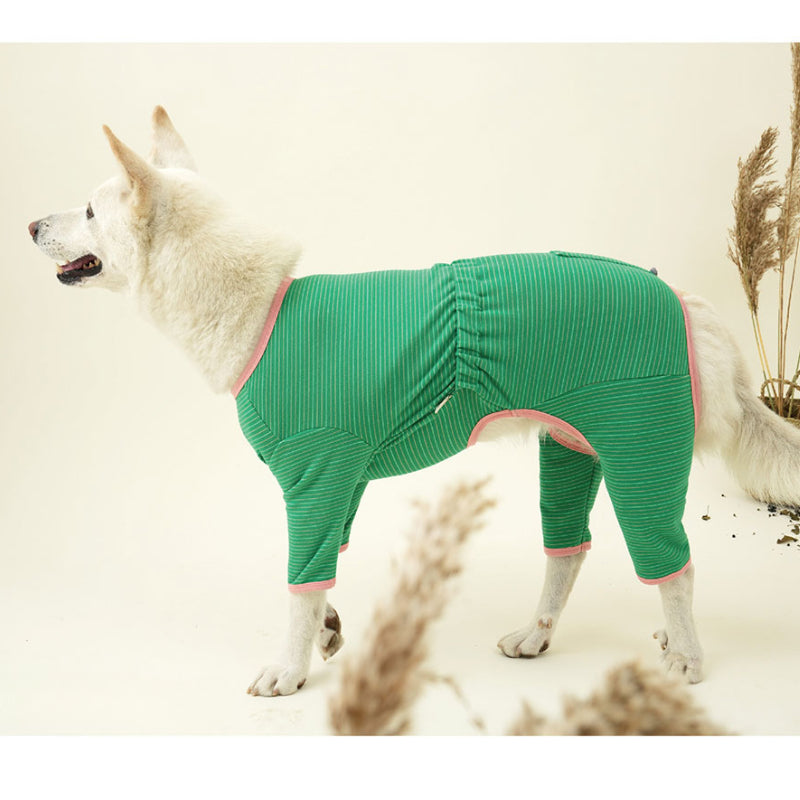 PuppyGallery® Cream Striped Four-Legged Suit for Small Breeds