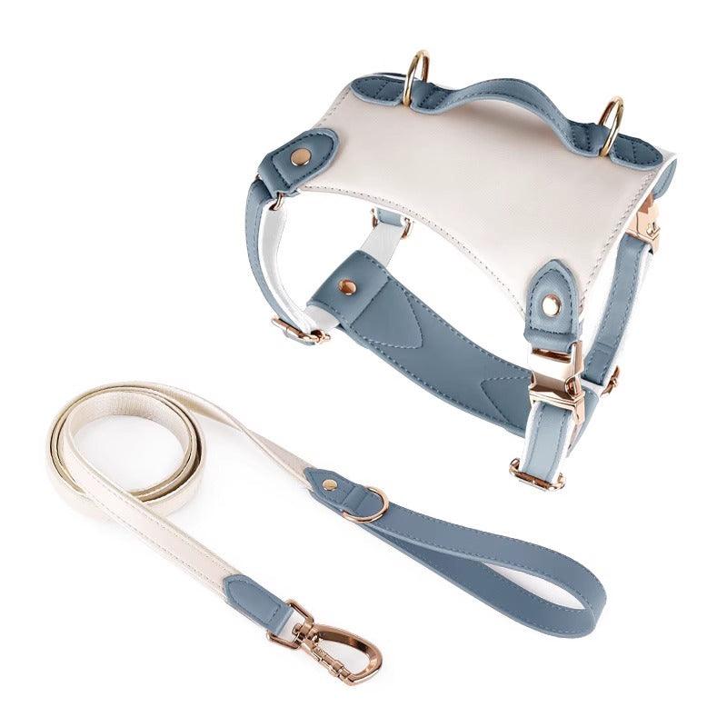 Minly® Portable Leather Dog Harness and Leash Set with Carry Handle - KIKOPALS