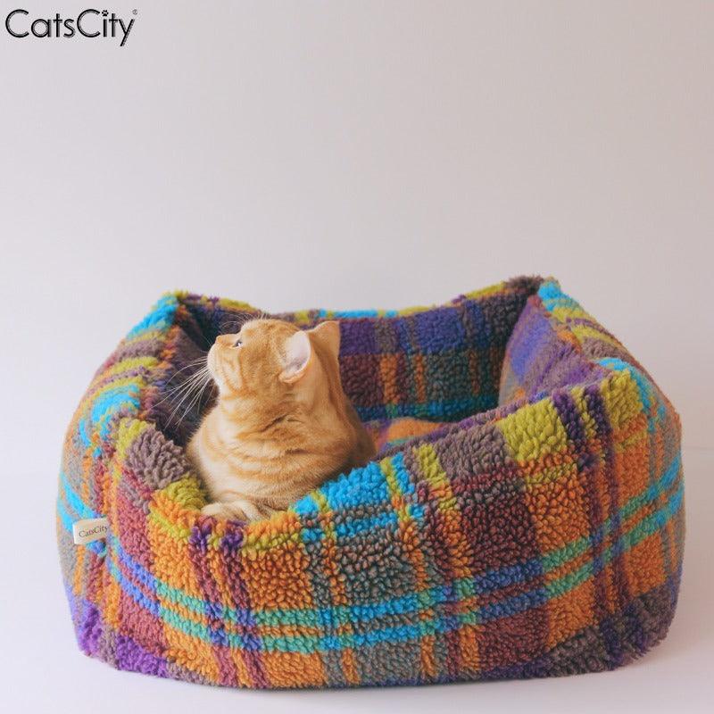 CatsCity® Colorful Lambswool Cat Bed - KIKOPALS