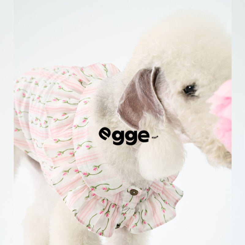 egge® Sleeveless Floral Ruffled Shirt for Dogs
