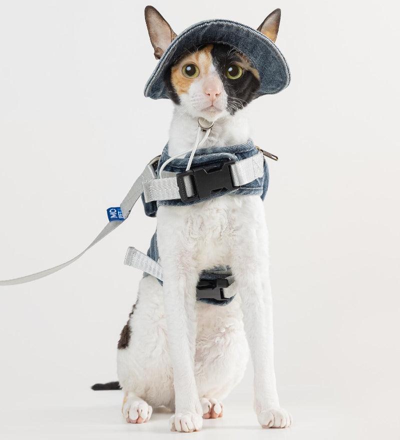 MQPET® Denim Adjustable Pet Vest & Fisherman Hat Set - KIKOPALS