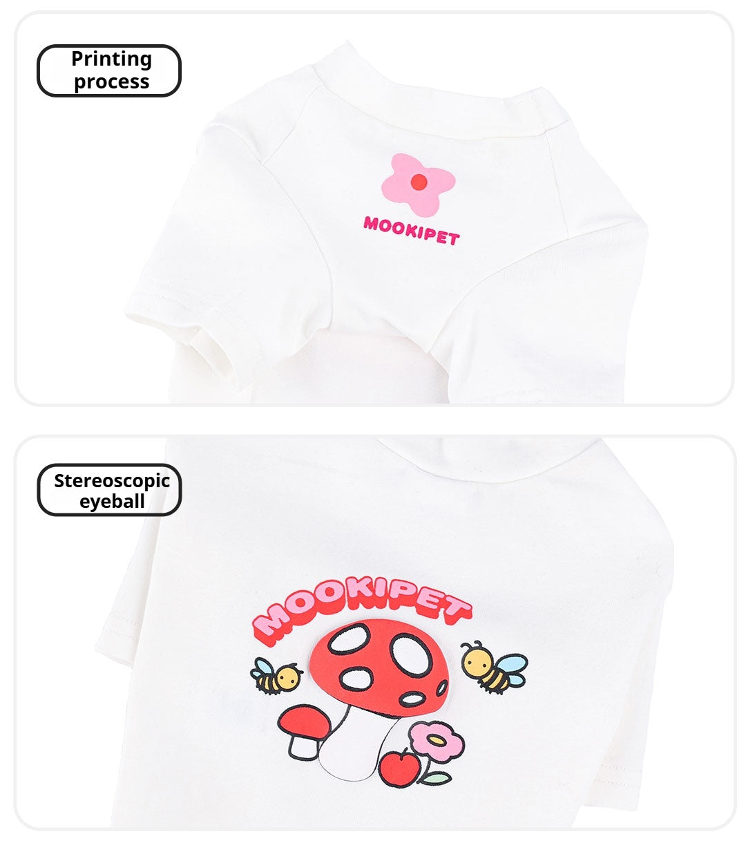 MookiPet® White T-Shirt for Dogs & Cats