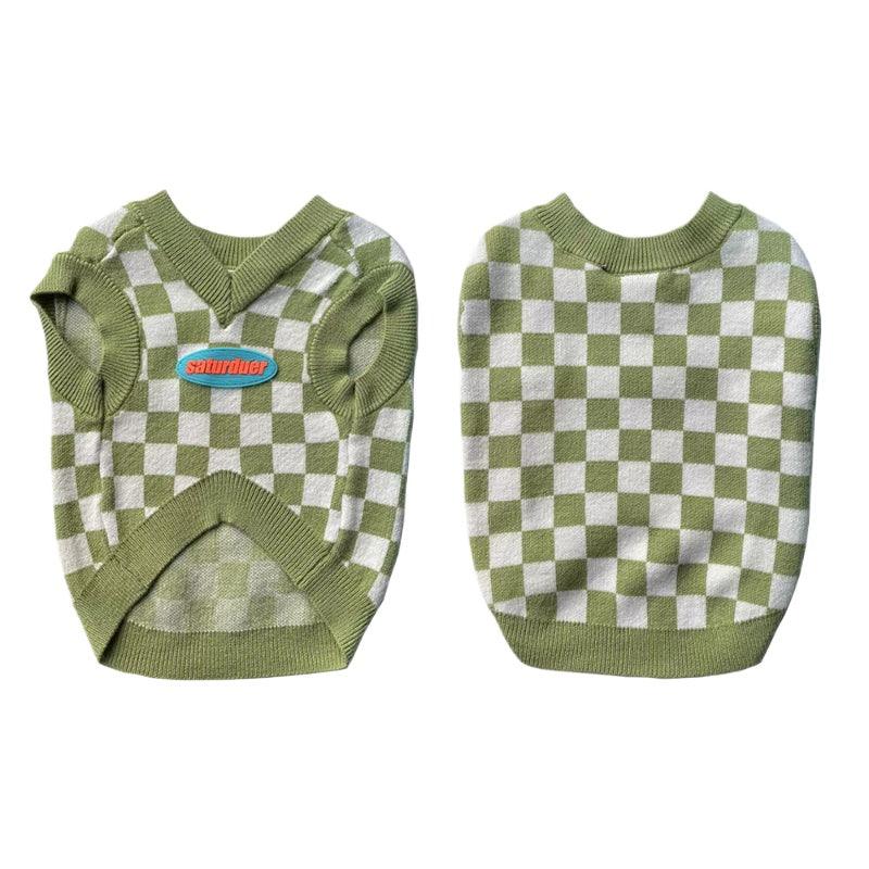 KIKOPALS® Plaid Pet V-Neck Vest Green - KIKOPALS