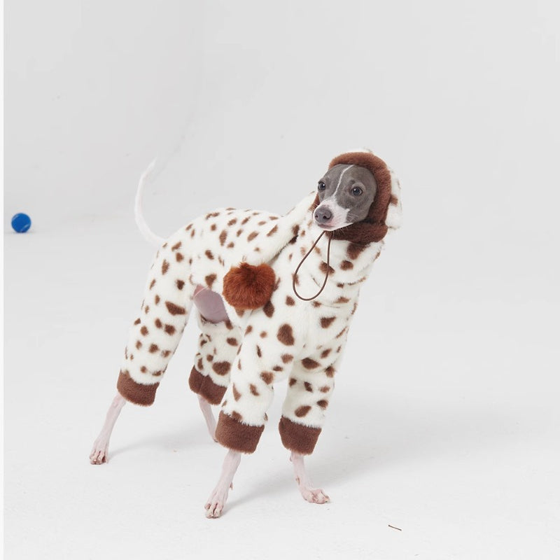 FuzFuz® Plush Pink Dotted Four-Legged Dog Sweater - for Italian Greyhounds & Whippets