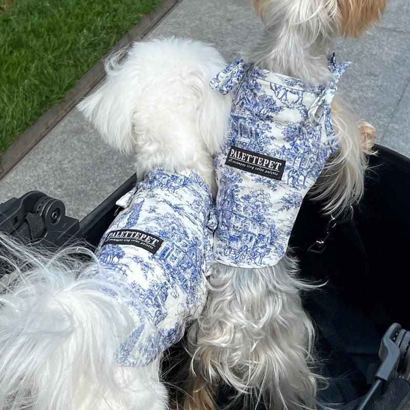 PalettePet® Blue & White Toile Dog Strap Dress - KIKOPALS