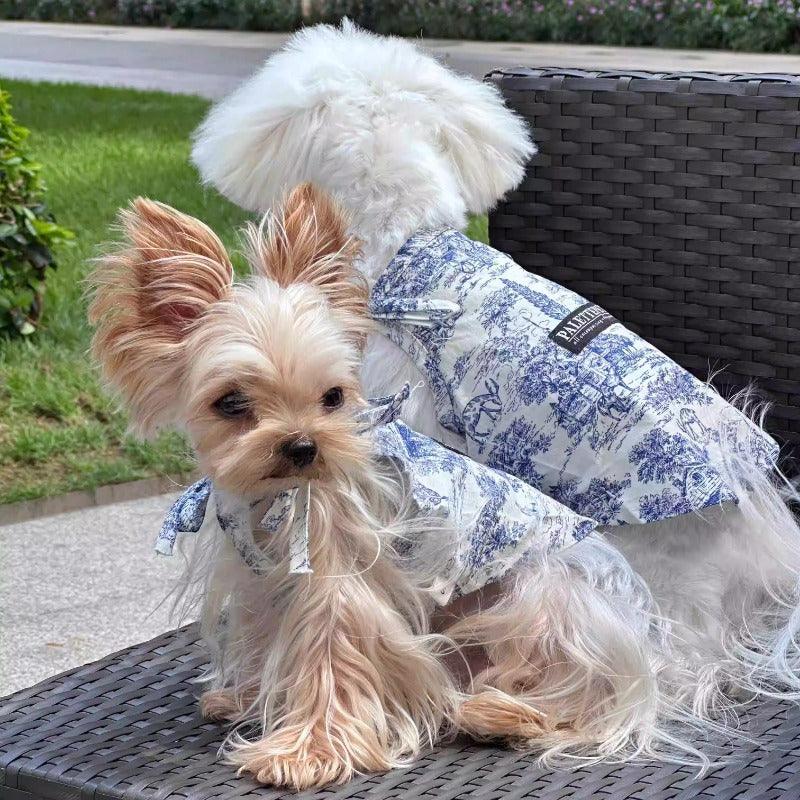 PalettePet® Blue & White Toile Dog Strap Dress - KIKOPALS