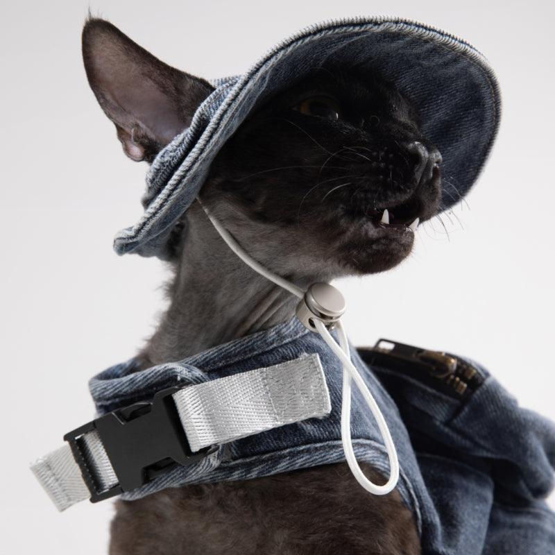 MQPET® Denim Adjustable Pet Vest & Fisherman Hat Set - KIKOPALS