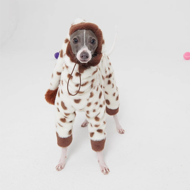 FuzFuz® Plush Pink Dotted Four-Legged Dog Sweater - for Italian Greyhounds & Whippets