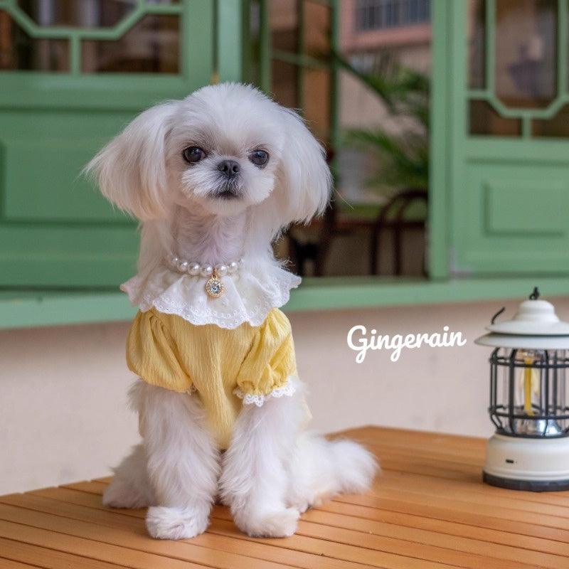 GINGERAIN® Lightweight Bubble Sleeve Pet Shirt with Necklace - KIKOPALS