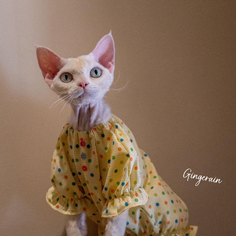 GINGERAIN® Summer Cat Yellow Dress - KIKOPALS