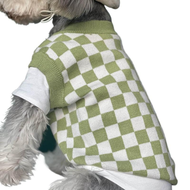 KIKOPALS® Plaid Pet V-Neck Vest Green - KIKOPALS