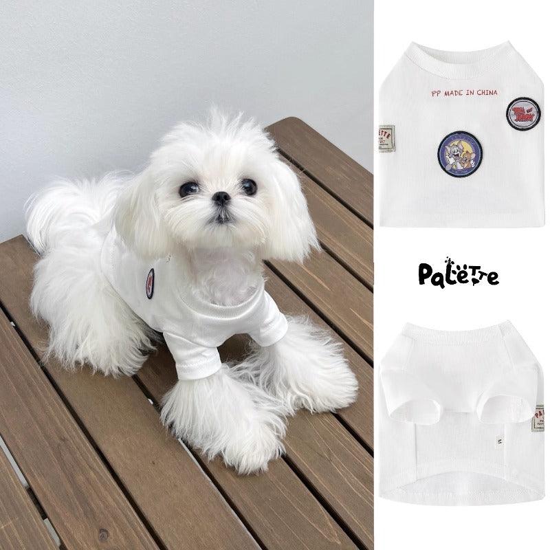 PalettePet® White Cat & Mouse Patch Pet T-Shirt - KIKOPALS