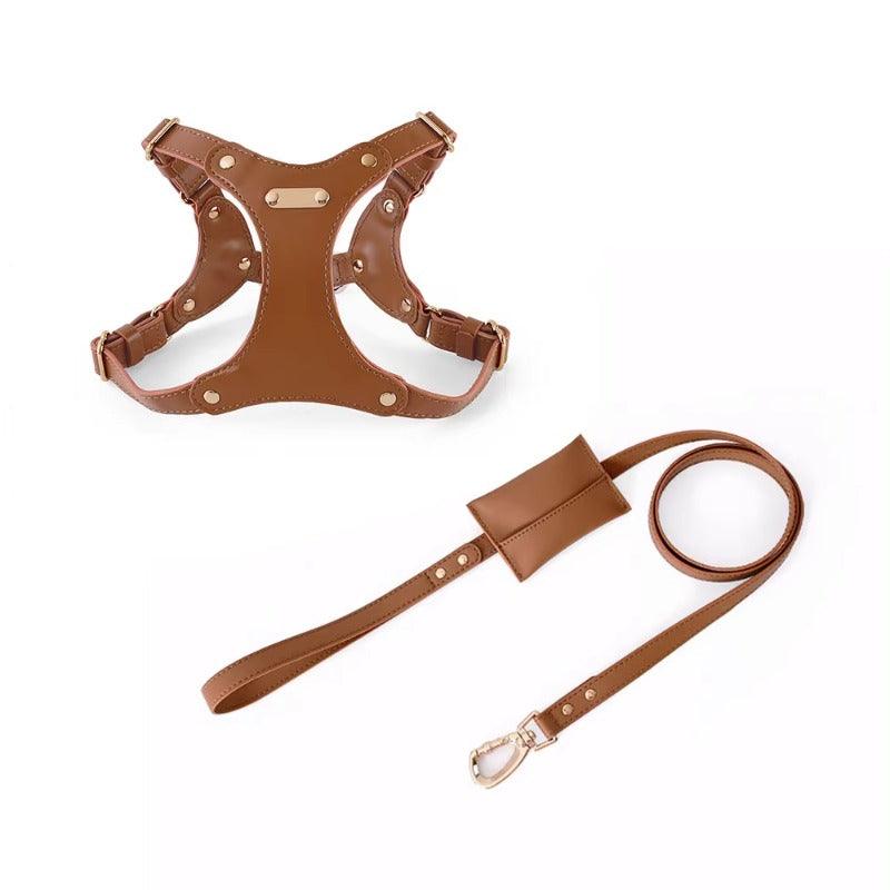 Minly® Leather Dog Harness and Leash Set - KIKOPALS