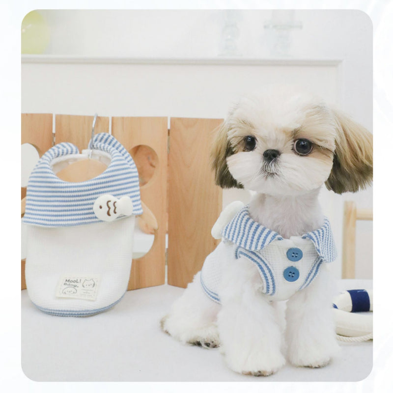 MooliBang® Nautical Collar Vest for Small Dogs – Blue/White