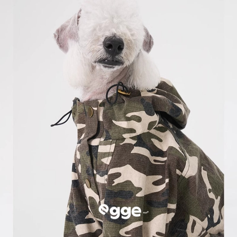 egge® Camouflage Windproof Dog Jacket – Vintage Style for Medium Breeds